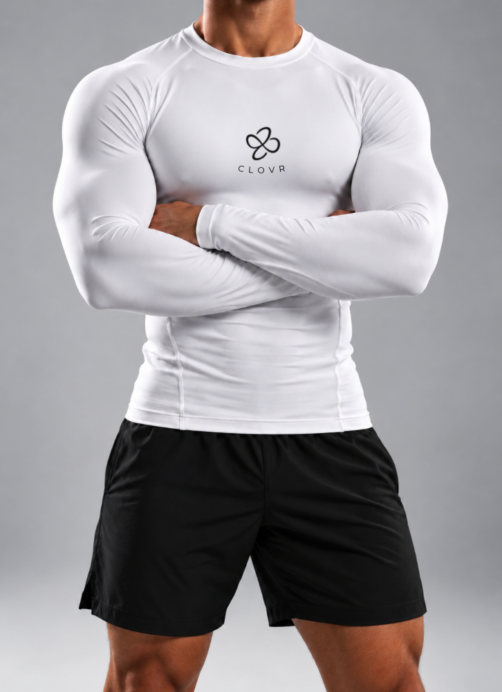 CLOVR Base Layer maillot de compression manches longues — Blanc